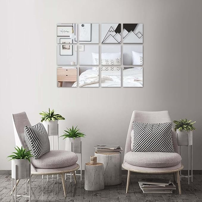 Efavormart 8" Square Glass Mirror Wedding Party Table Decorations Centerpieces - 6 PCS