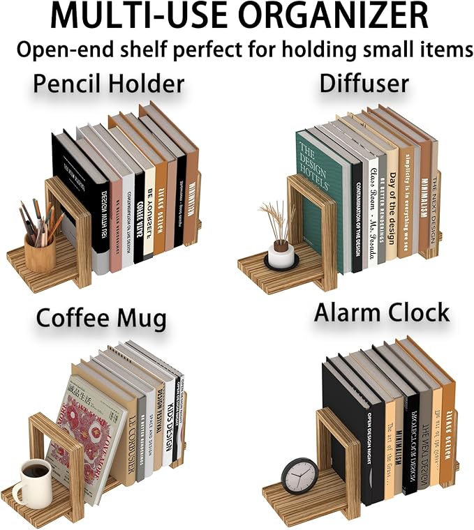 Adjustable Desktop Bookshelf Wooden Desk Book Holder Organizer Tabletop Bookshelf Mini Book Shelf Magazine Files Letters Storage Racks for Home Office Supplies, Great for Small Space, Black