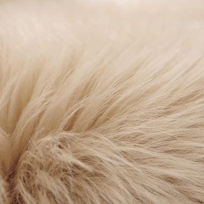 SERISSA Faux Sheepskin Fur Area Rug Beige Fur Chair Cover Seat Pad Small Fuzzy Rug for Bedroom Floor Sofa Living Room Decor 2x3 Feet