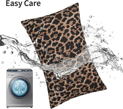 Brown Leopard Pillow Covers 12x20 Set of 2 Cheetah Throw Pillows Skin Animal Print Pillow Cases Modern Outdoor Decorative Pillows Farmhouse Soft Cotton Lumbar Cushion Case for Couch Home Bed