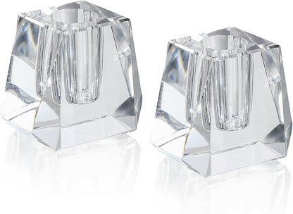 QFkris 2-Pack Crystal Single Pen Holder for Desk, 1.8" Fancy Fountain Pen Stand, Glass Feather Pencil Holder for Office Desktop Decoration, Gift for Man Woman Students Teachers Father Boyfriend