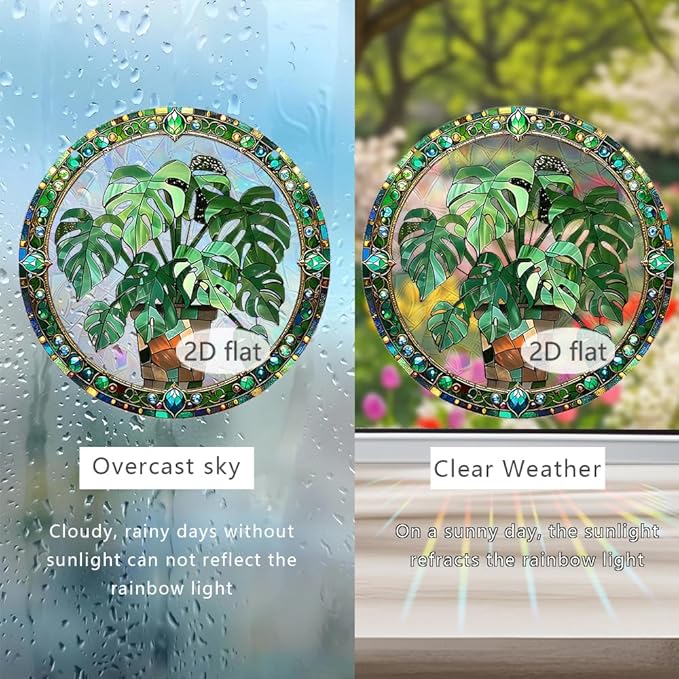 8 Inch Sun Catchers Indoor Window, Acrylic Rainbow Suncatcher Window Hanging Decoration for Living Room Bedroom Summer Home Balcony Ornaments Decoration (64 Leaf)