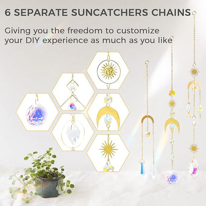 suddus 6pcs Sun Catchers Indoor Window, Hanging K9 Crystals Prism Rainbow Suncatchers for Cat, Christmas, Outdoor, Wall, Garden, Patio, Room, Cute Home Decoration