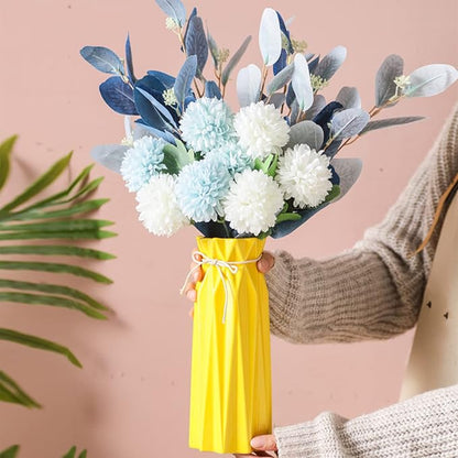 Ceramic Vase for Home Decor Yellow Flowers 9.5" H x 3.9" W Modern Flower Vase for Pampas Grass Dried for Living Room Decorations Porcelain Tulip Vases for Table Kitchen Decor