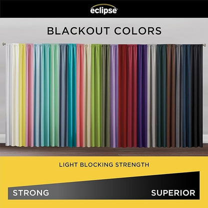 Eclipse Kendall Modern Blackout Thermal Rod Pocket Window Curtain, Insulating & Noise Reducing Curtains for Bedroom or Living Room (1 Panel), 84 in Long x 42 in Wide, Teal