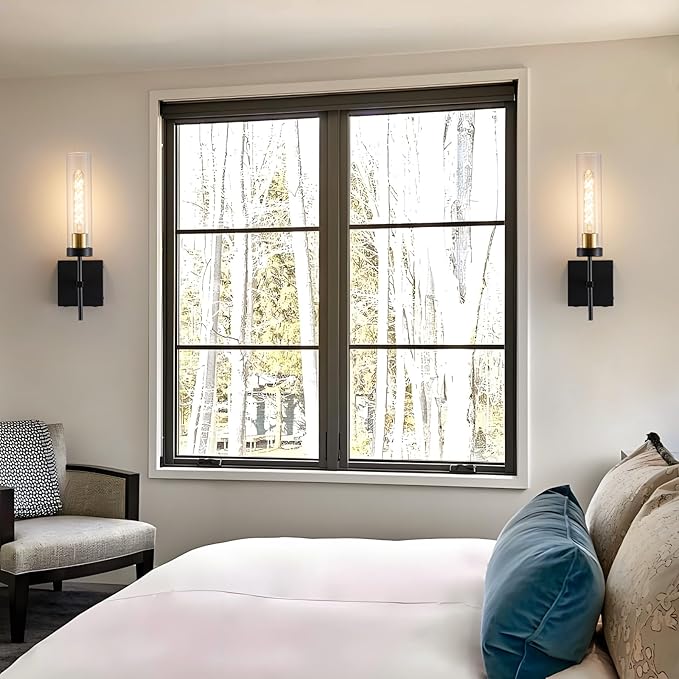 Wall Sconces,Battery Operated Wall Sconce 8000mAh Black Fast Chargin Endurance 100 Hours Infinitely Dimmable 2 Color Bulbs 3000K/6000K with Remote Control Wireless Wall Lights for Bedroom Living