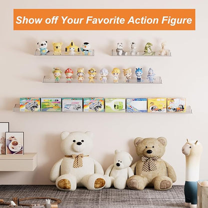 Acrylic Shelves for Bathroom, Clear Floating Shelves for Wall, Wall Organizer Suitable for Bathroom, Bedroom, and Living Room Storage for Make Up,Action Figure,Books -6 Pack