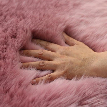 Genuine Sheepskin Rug New Zealand Fluffy Lambskin Rug, Natural Luxury Sheepskin Throw for Bedroom Living Room Children's Room - Premium Area Rug Chair Cover (2×3 Feet, Misty Pink)