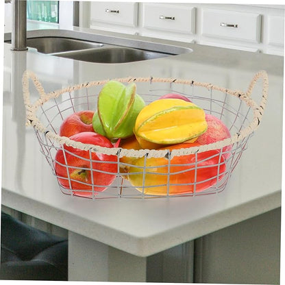 Toyvian 2pcs Wire Basket Storage Organizer Versatile Iron Baskets for Home Office Kitchen Decorative Containers for Fruits Bread and Office Supplies