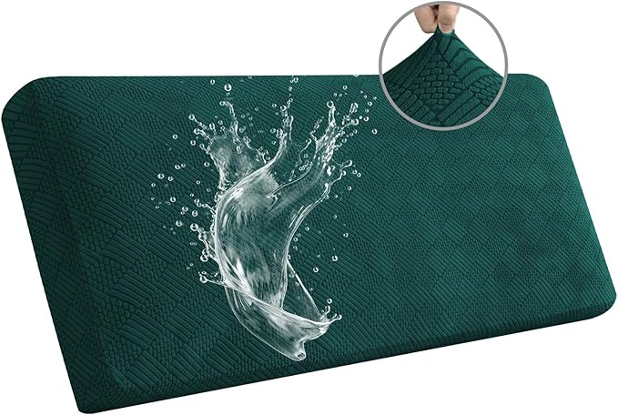 Easy-Going Waterproof Couch Cushion Covers for Couches and Sofas, Stretch Jacquard Sofa Seat Cover Replacement for Dogs, Pets & Kids, Durable Furniture Protector for Sofa Cushions, Emerrald Green