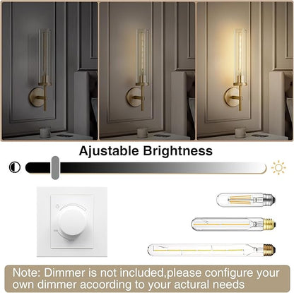Gold Wall Sconces,19.48" Knurled Wall Sconces, Modern Light Fixtures Wall Lights for Living Room