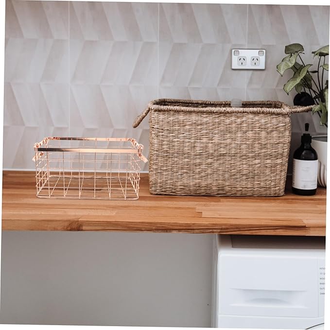 Wire Storage Basket with Handle Decorative Iron Fruit Holder for Snacks Vegetables and Home Organization Lightweight and Chic Design for Any Space