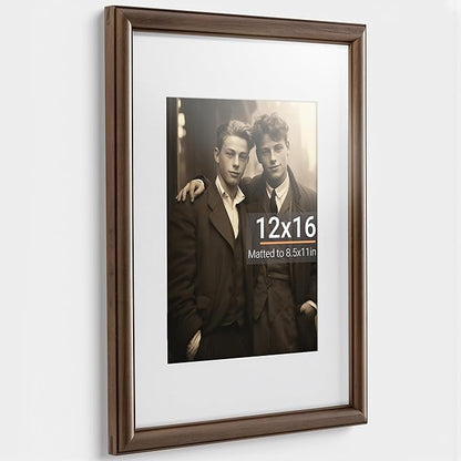 Heimlove 12x16 Picture Frame,12 x 16 Natural Solid Walnut Wood Frame Matted to 8.5x11 with Tempered Glass,12"x16" Handcrafted wood Poster Frame,Vertical or Horizontal Wall Hanging Display,1 Pack