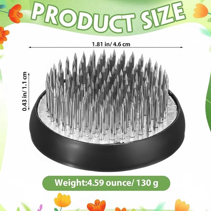 Sliner 16 Pieces Floral Frogs Round Flower Holder Japanese Ikebana Vase Kenzan Flower Arranger Floral Fixed Tools Pin for Arrangement Home DIY Craft(Silver,1.81 Inch)