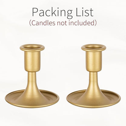 Gold Taper Candle Holder Vintage: Small Candle Sticks Holder Decor Brass Candlestick Holders for Home Dinning Table Wedding Centerpiece Holiday Party Chrismas Mantel Set of 2