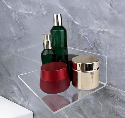 2 Pcs Clear Acrylic Floating Wall Shelves, Small Floating Shelves for Wall Shelf Acrylic Display Ledges, Small Corner Shelf for Bedroom Bathroom Book Speaker Hanging Shelves - Clear (9 Inch 2Pack)