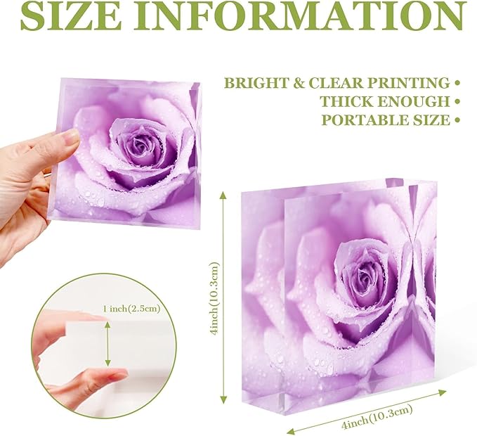 Acrylic Decorative for Home Decor Beautiful Purple Rose With Morning Dew Nurse Presents for Women - Presents for Women Friends - Holiday Presents,Inexpensive Thank You Presents Ideas