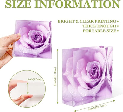 Acrylic Decorative for Home Decor Beautiful Purple Rose With Morning Dew Nurse Presents for Women - Presents for Women Friends - Holiday Presents,Inexpensive Thank You Presents Ideas