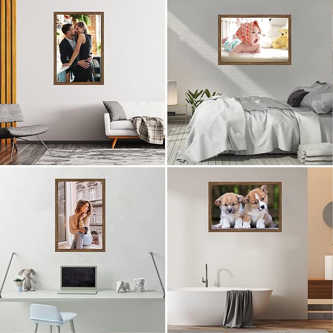 6x12 Frame Rustic Brown, Distressed 12x6 Picture Frame, Art Pic Hanging Poster Frame, 6 by 12 Gallery Family Concert Portrait Wall Photo Frame Horizontal Vertical Display Gift