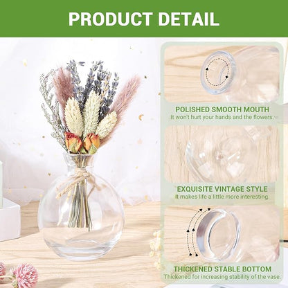 Suream Bud Vases Set of 3, Clear Small Vases for Flowers, Glass Vase for Table Centerpieces, Christmas, Wedding, Party, Events Decor