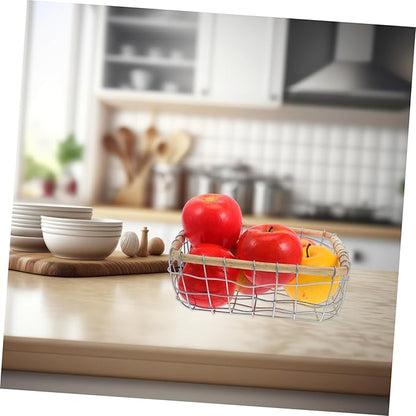 Mikinona Iron Wire Woven Basket Decorative Storage Container for Fruits Snacks and Bread Compact Multi-purpose Basket for Picnics Desks and Home Organization Elegant Design