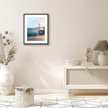 Americanflat 16x20 Picture Frame with Polished Plexiglass - Use as 12x16 Frame with Mat or Display 16x20 Photo Without Mat - Streamline Collection - Thin Border Picture Frames for Wall - Black