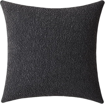 Jeneoo Graphite Grey Decorative Square Thick Accent Throw Pillow Covers Fine Textured Boucle Couch Cushion Cases for Sofa Decor, Set of 1, 24 x 24 Inch