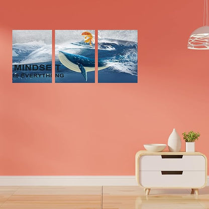 Inspirational Canvas Paintings 3 Panels Motivational Wall Art Inspirational Wall Art Entrepreneur Quotes Artwork Painting Picture for Framed Office Home Decoration Living Room Bedroom 72" W x 36" H