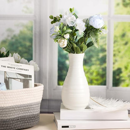 10 Pack Composite Plastic Flower Vases Bulk White Small Tall Conic Floral Vases for Centerpieces Unbreakable Bud Vase for Wedding Party Living Room Decor (Simple)
