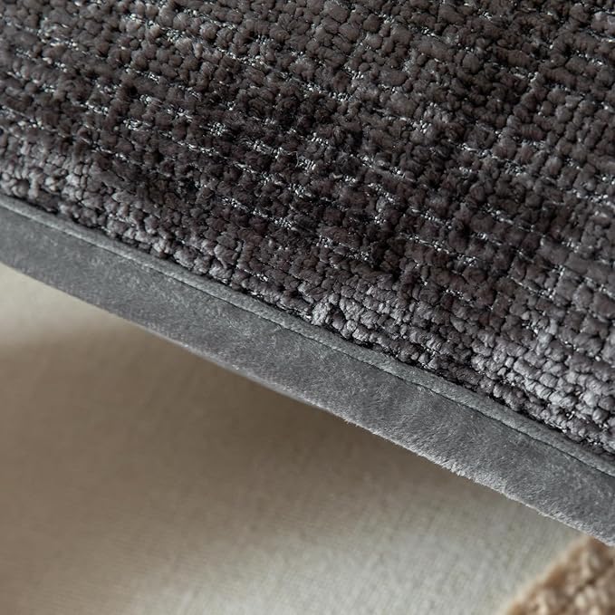 Yaertun Pack of 2 Chenille Textured Decorative Throw Pillow Covers Accent Solid Cushion Cover Soft Cozy Pillow Case with Velvet Back for Couch Sofa Bed Living Room 16x16 Inch Dark Grey