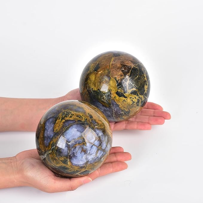 JIC Gem Large Pietersite Crystal Sphere with Wooden Stand a Mineral This Rare Quartz Crystal Ball Healing Crystal Sphere 110-120mm