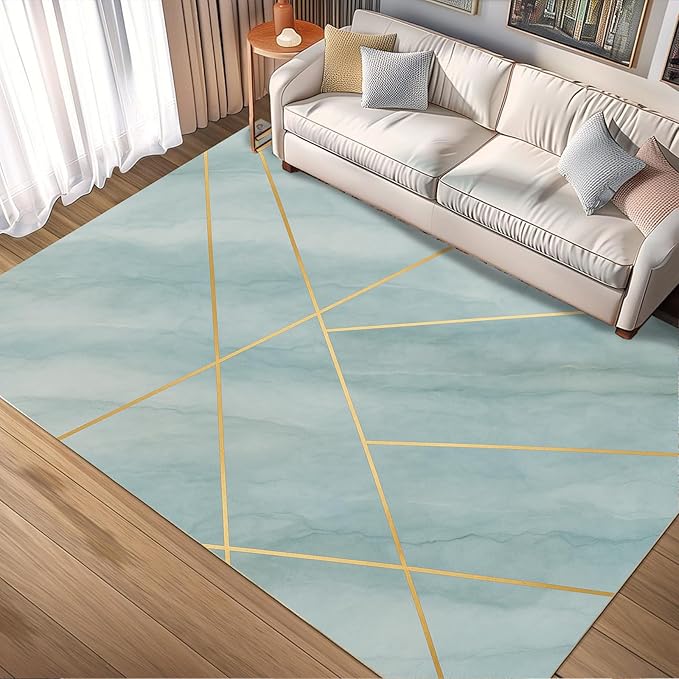 Minimalist Marble Rug - 2x3 Rug, Abstract Line Marble Bath Rugs, Modern Geometric Doormat, Washable & Non Slip Small Rugs Home Decor