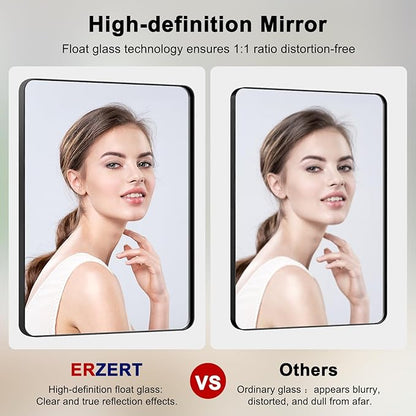 Bathroom Mirrors for Over Sink,1Pcs 20x30Inch Vanity Mirrors for Wall,Black Metal Frame Rectangle Mirrors for Bathroom Farmhouse Restroom,Hangs Horizontally or Vertically