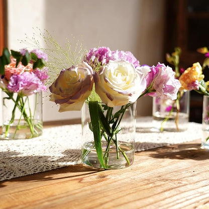 12pcs Glass Cylinder Vases for Centerpieces - 4 inch Clear Glass Flowers Vases Bulk, Hurricane Candle Holders Floating Candle Vases for Table Centerpiece Formal Dinners Home Decor