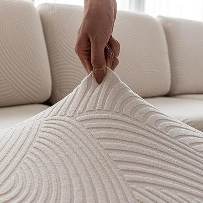 Couch Cushion Covers for Sectional and L Shaped Sofa, Stretch Soft Sofa Covers Washable Wear Resistant Slipcovers Furniture Protector Pet-Friendly (1PC Loveseat Cushion Cover, Ivory)