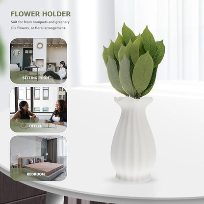 Ceramic Flower Vase White Matte Finish Modern Minimalist Decorative Container for Indoor Fresh Silk Flowers Home Office Tabletop Centerpiece