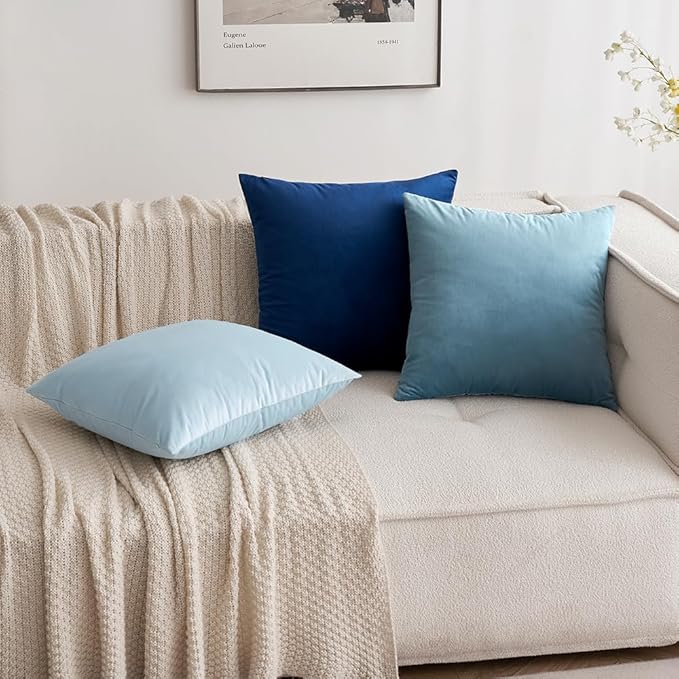 MIULEE Velvet Throw Pillow Covers 12x20 Inch, Pack of 2 - Dark Blue, Soft Solid Lumbar Decorative Pillow Covers Modern Luxury Home Decor for Chair Couch Sofa Bedroom Livingroom
