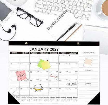 GuassLee Desk Calendar 2026, 3 Packs, 18 Months Calendar 17" × 11.5" Desk Calendar from Jan. 2026 to Jun. 2027 with Julian Date, To-do List, Notes, Monthly Goals, for Home School Office