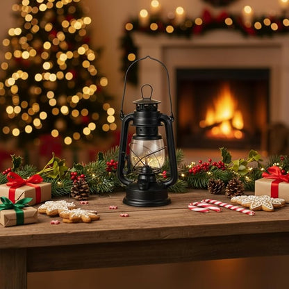 Honoson 4 Pieces Oil Lamp Hurricane Lamp Kerosene Lantern for Indoor Outdoors Decorative Hanging Oil Lantern with Wick for Hiking Emergency Camping Party Decoration(Black,8 Inch)