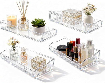 Clear Floating Shelves, Acrylic Shelves for Wall Upsimples Floating Shelves in Living Room, Bedroom, Kitchen Storage and Bathroom Wall Organizer