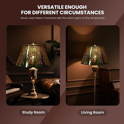 Stainless Steel Lamp Shade, ALUCSET Barrel Lampshade for Table Lamps, Metal Lamp Shade 7" Top x 13" Bottom x 7.8" High(Spider), Green Mirror Finshed Exterior Gold-plated Interior Replacement Shade