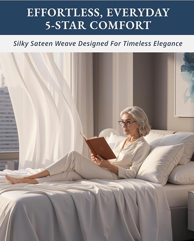 100% Egyptian Cotton Bed Sheets King Size – Silky Sateen Weave for All Season Comfort, Snug Fit 15" Deep Pocket, OEKO-TEX Certified, Fade Resistant, Durable Hotel Comfort at Home -Swiss Dot White