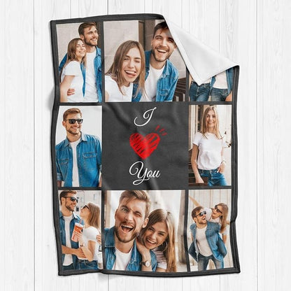 Custom Blanket with Picture Customized Blankets and Thows Personalized Blanket Customizable Blanket Photo Blankets Customize for Valentines Day Gifts Birthday for Her Him Girlfriend Boyfriend Wife