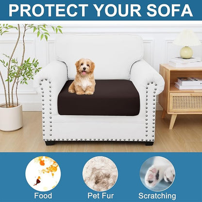 Smiry Printed Couch Cushion Covers, Stretch Soft Couch Covers for Sofa, Washable Non-Slip Sofa Slipcover Furniture Protector for Indoor and Outdoor (1 Pack, Chocolate)