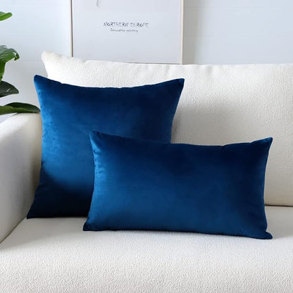 Artscope Luxury Velvet Pillow Covers Super Soft Decorative Square Throw Pillow Covers Case Cushion Covers for Sofa Couch Bedroom Car Decor 24x24 Inch Navy Blue