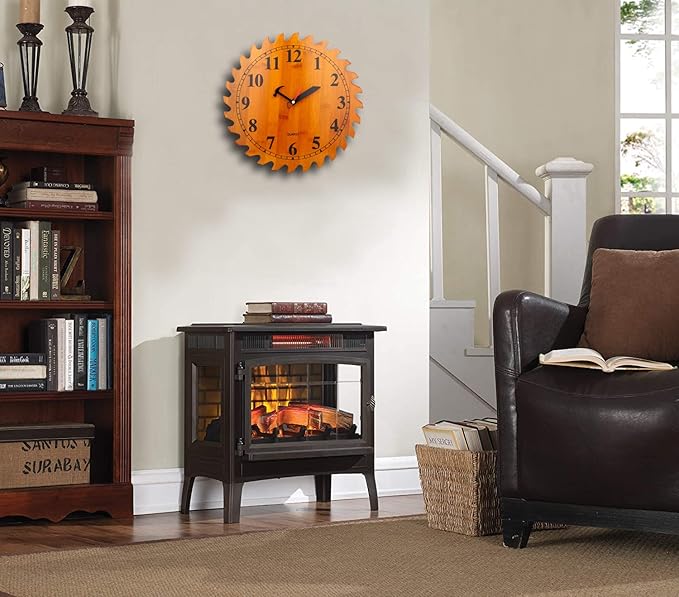 12 Inch Wood Wall Clock with Circular Saw Blade Dial, Handsaw and Hammer Pointer,Great Decor for Farmhouse,Garages and Man Cave