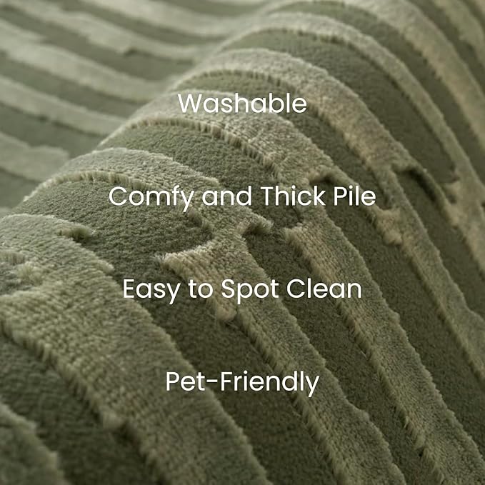 Revival Rugs Soloba 7'10"x10' Washable Area Rug for Living Room Bedroom - 100% Recycled Oeko-TEX Certified, Medium Pile, Green