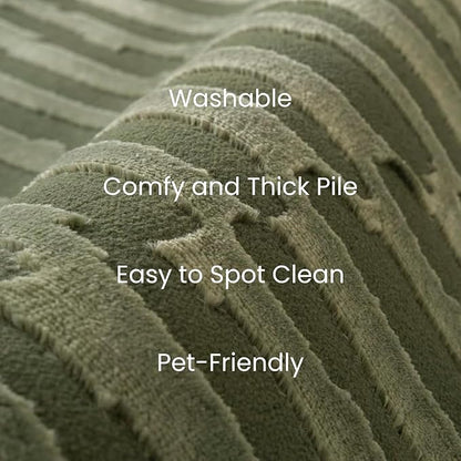 Revival Rugs Soloba 7'10"x10' Washable Area Rug for Living Room Bedroom - 100% Recycled Oeko-TEX Certified, Medium Pile, Green
