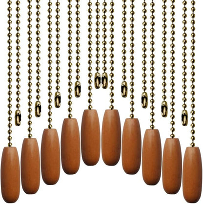 10 Pack 12-inch Ceiling Fan Pull Chain, Beaded Ball Chains Wooden Decorative Pendant Extension Chains for Ceiling Light Lamp Fan Chain(Bronze)