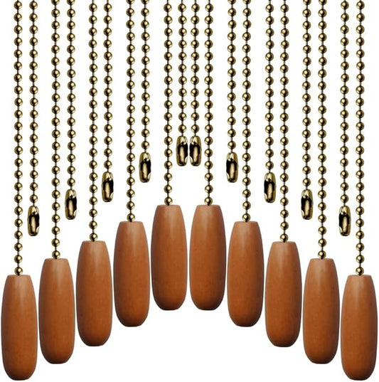 10 Pack 12-inch Ceiling Fan Pull Chain, Beaded Ball Chains Wooden Decorative Pendant Extension Chains for Ceiling Light Lamp Fan Chain(Bronze)